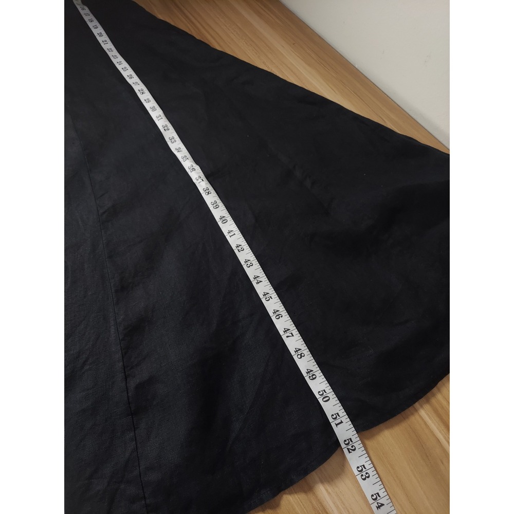 J.Jill Linen Black Maxi Dress L Lagenlook A-Line Scoop Neck Coastal Side Zip - Picture 9 of 9
